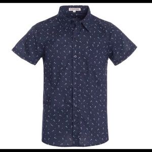 NWT Mens Martini Graphic Printed Woven Shirt Blue